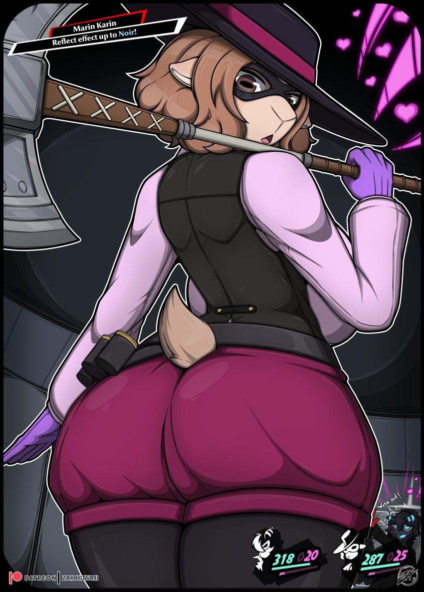 1girls 2020s 2024 2d 2d_(artwork) 5_fingers anthro anthro_only anthrofied ass atlus big_ass big_breasts big_thighs breasts brown_eyes brown_hair cute ewe female female_focus fully_clothed fur furry furry_female gameplay_mechanics gloves haru_okumura hi_res highres hips holding_weapon horizontal_pupils horns hourglass_figure huge_ass huge_breasts hypnosis indoors large_breasts large_thighs marin_karin persona sega sheep sheep_horns short_hair slim_waist tail thick_thighs thighs weapon wide_hips zak_(zak_hitsuji) zak_hitsuji