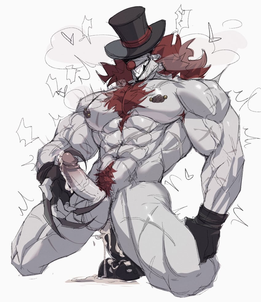 1boy abs bara chest_hair clown clown_boy dildo_sitting gay identity_v joker_(identity_v) male_only pecs penis slash046