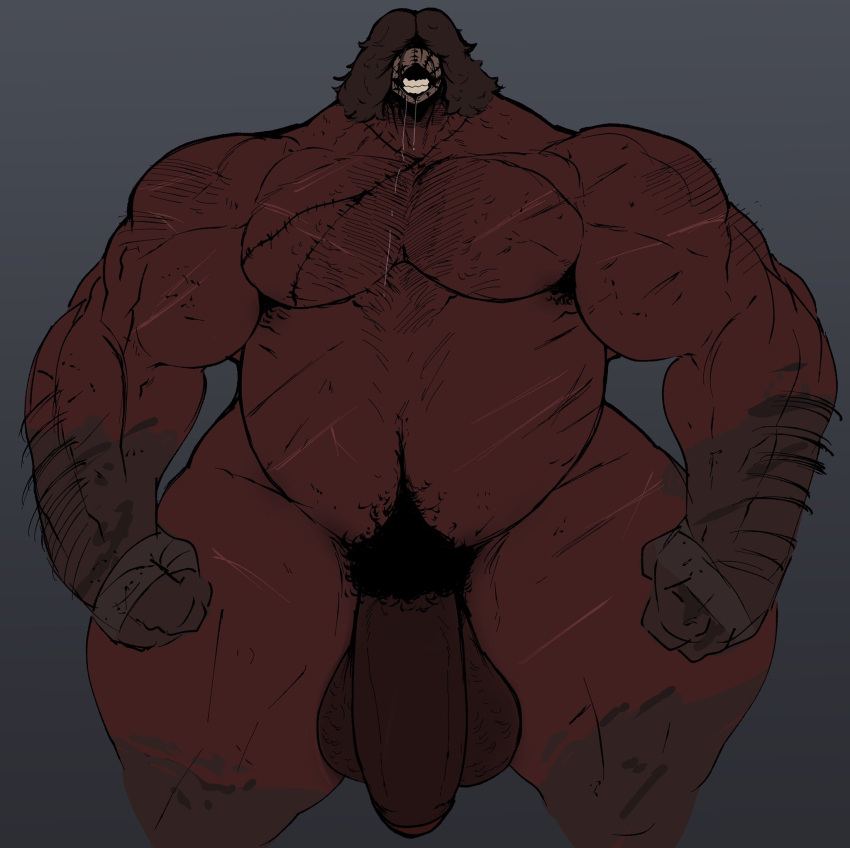 balls bara big_balls big_penis buff curvy curvy_male dark_skin huge_cock male male_only manny_(repomorame) muscular muscular_arms muscular_legs muscular_male pecs penis pubes repomorame scars sharp_teeth thick thick_thighs thighs wide_hips