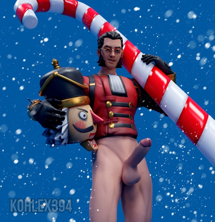 1boy 2023 3d balls bara barazoku big_balls big_penis christmas clothing crackshot epic_games erection fortnite gay holidays kohlex looking_at_viewer male male_focus male_only manly muscular_male nude penis solo solo_male the_good_doctor yaoi