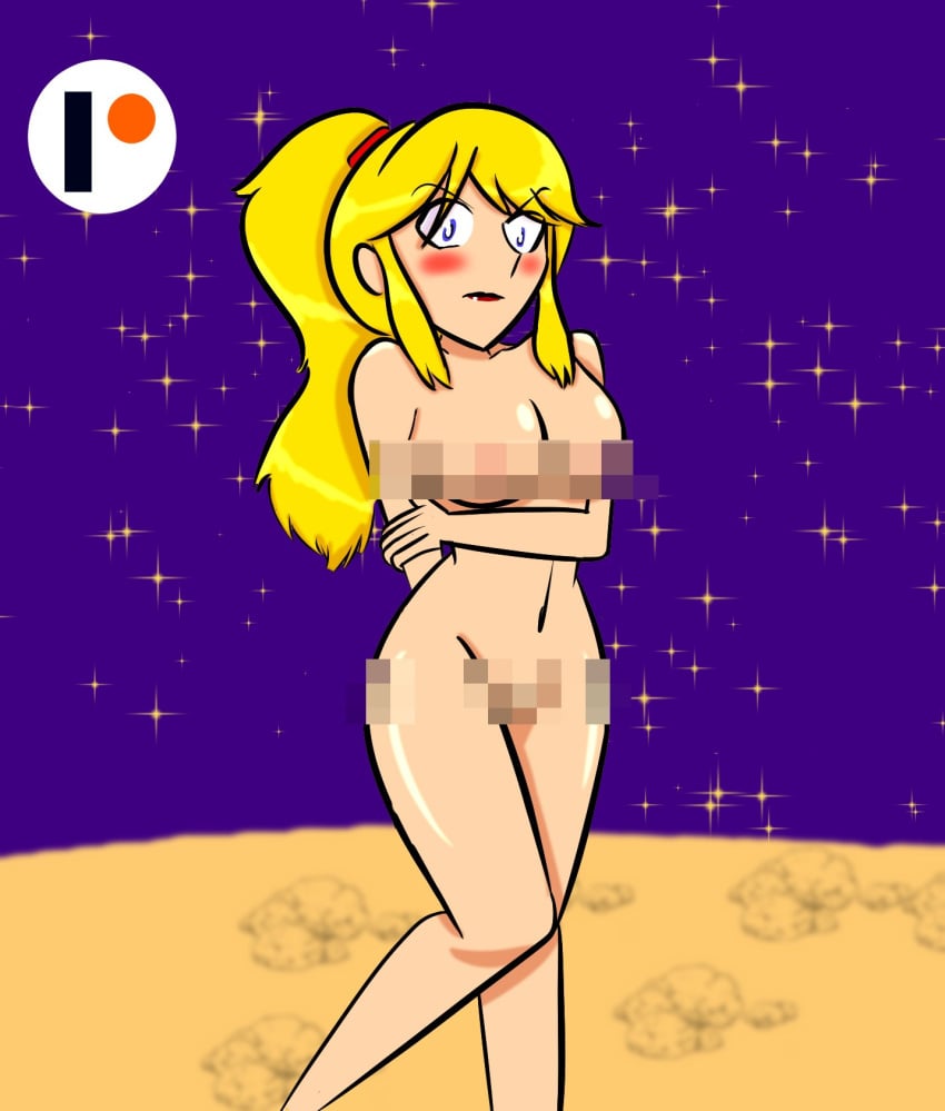 1girls angry angry_sub blonde_hair blush breasts censored embarrassed embarrassed_nude_female enf female female_only femsub forced forced_exposure frustrated humiliation lipstick long_hair metroid mosaic_censoring navel nintendo nipple_censor nude nude_female ponytail revrookington samus_aran solo tagme uncomfortable unhappy unhappy_female worried