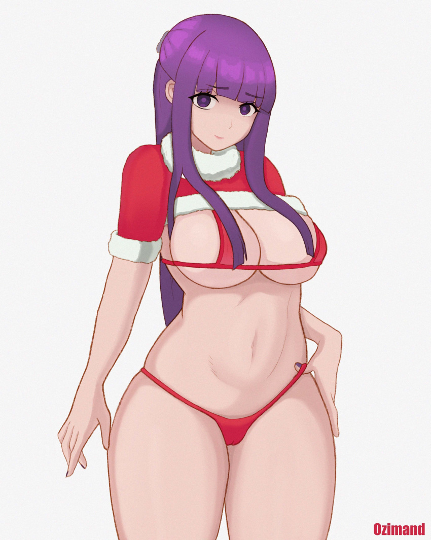 1girls anime_nose breasts clothed clothing female female_only fern_(sousou_no_frieren) human light-skinned_female light_skin looking_at_viewer no_visible_genitalia ozimand purple_eyes purple_hair solo sousou_no_frieren standing