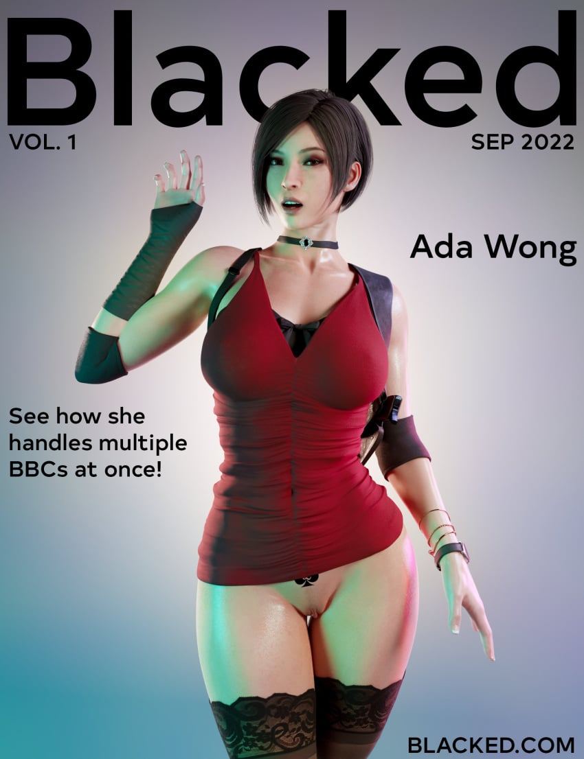 3d ada_wong black_hair blacked magazine_cover nude pervert pussy queen_of_spades red_skirt resident_evil sex_invitation sexiieensfw short_hair uncensored