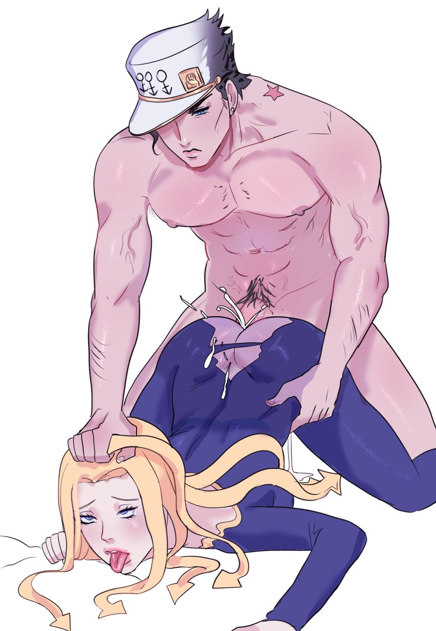 anal anal_sex blonde_hair cum cum_in_pussy female higashikata_hato jojo's_bizarre_adventure jojolion jotaro_kujo male male/female rough_sex vaginal_penetration vintaro