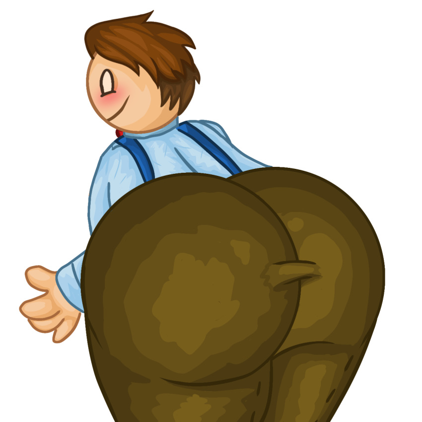 1boy ass ass_focus big big_ass big_butt big_pauly_(papa_louie) chubby chubby_male clothed clothing flipline flipline_studios happy male male_focus male_only papa_louie presenting_ass solo_male video_game video_games