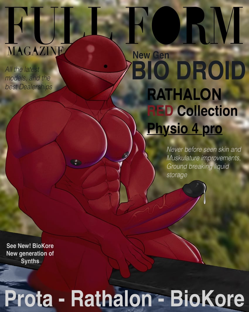 1boy 1male abs android areola athletic athletic_male balls belly_button biceps big_balls big_cock big_penis casual_nudity detailed_background deuzion erection fingers fit fit_male full_form_magazine gay gay_male huge_cock joebob large_penis lykansden magazine magazine_cover male male_focus male_only muscular muscular_male muscular_thighs naked navel nipples nude pecs penis photoshop precum precum_drip public public_nudity red_body robot sitting solo synth synthetic vein veiny_penis water yaoi