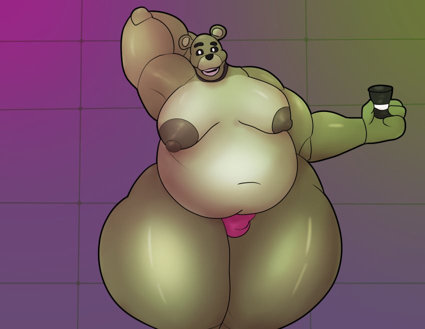 absurd_res animatronic ass bear big_breasts big_butt breasts clothing fan_character five_nights_at_freddy's hand_behind_head happy hi_res machine male male_focus male_only mammal moobs overweight overweight_male robot small_hat solo thick_thighs thong transformation underwear uxio_(weonraro123) weonraro123 wide_hips