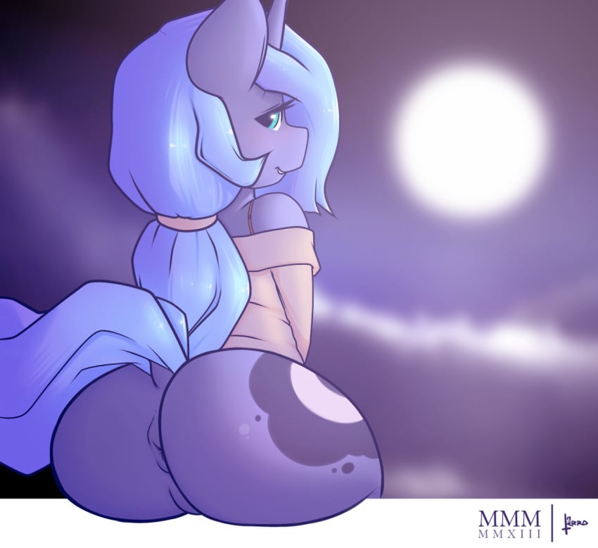 2013 anus cutie_mark equine female friendship_is_magic horn horse looking_back my_little_pony pony princess_luna_(mlp) pussy terrabutt