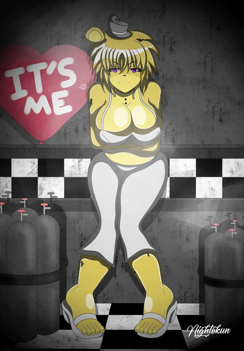 art artist big_breasts breasts clothed clothing feet female five_nights_at_freddy's five_nights_in_anime fnia foot golden_freddy golden_freddy_(fnaf) golden_freddy_(fnia) solo tagme toes white_clothes