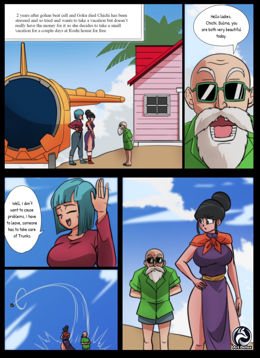 artdefox before_sex bulma_briefs chichi comic dragon_ball dragon_ball_z male master_roshi milf older younger_female