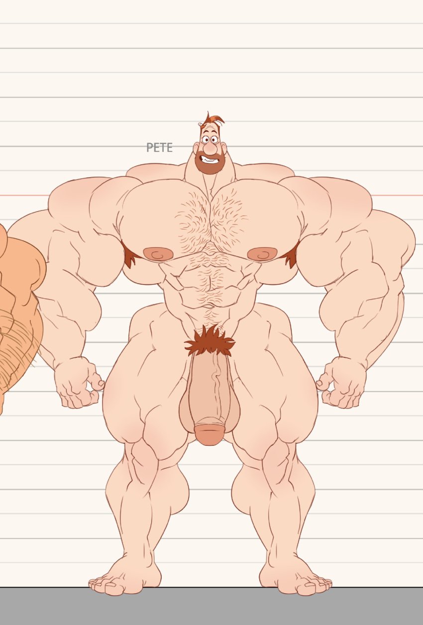 armpit_hair balls bara beard big_muscles body_hair facial_hair flaccid height_chart human male male_only muscles muscular nude penis pete_mcgee remert solo solo_male the_ghost_and_molly_mcgee