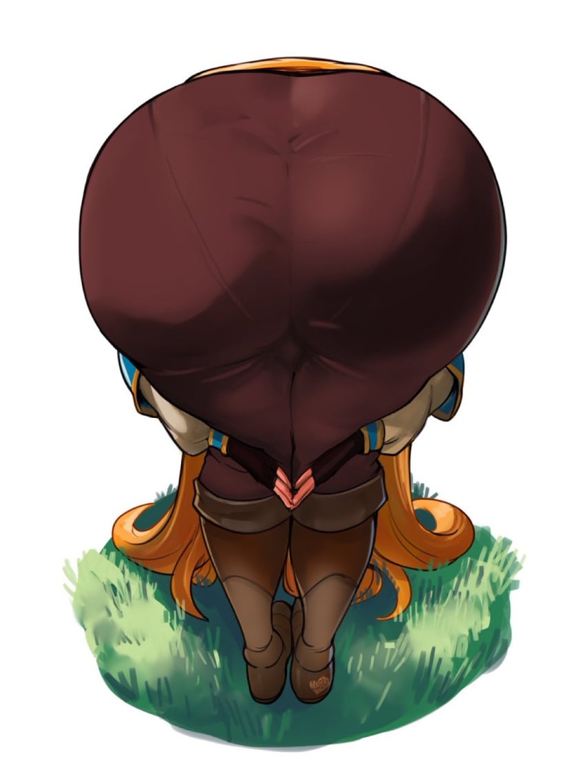 1girls amen_pose arms_around_legs ass ass_focus bent_over big_ass blonde_hair breath_of_the_wild clothed clothing female female_only hi_res huge_ass legs_together light-skinned_female light_skin long_hair meme nagainosfw nintendo pants pantylines praise_da_booty_(meme) princess_zelda rear_view simple_background solo standing the_legend_of_zelda white_background zelda_(breath_of_the_wild)