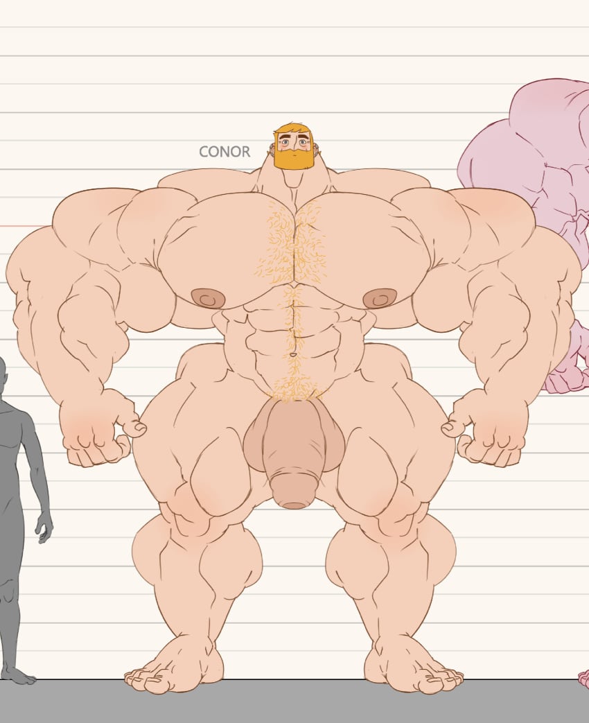 balls bara beard big_muscles body_hair conor_(song_of_the_sea) facial_hair flaccid height_chart human male male_only muscles muscular nude penis remert solo solo_male song_of_the_sea