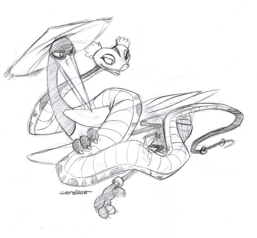 anthro avian bird crane dreamworks female feral interspecies kung_fu_panda male master_crane master_viper monochrome penis sefeiren sex viper_(species)