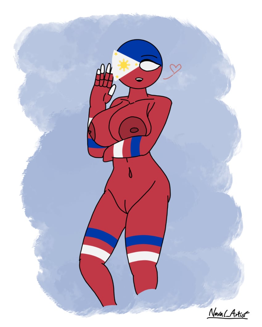 areola areolae big_ass big_breasts big_butt breasts countryhumans countryhumans_girl erect_nipples eyebrows female female_focus female_only genitals hi_res highres huge_breasts human large_ass large_breasts looking_at_viewer naked naval_artist_(artist) nipples nude nude_female oc original_character philippines_(countryhumans) simple_background solo straight thick_thighs