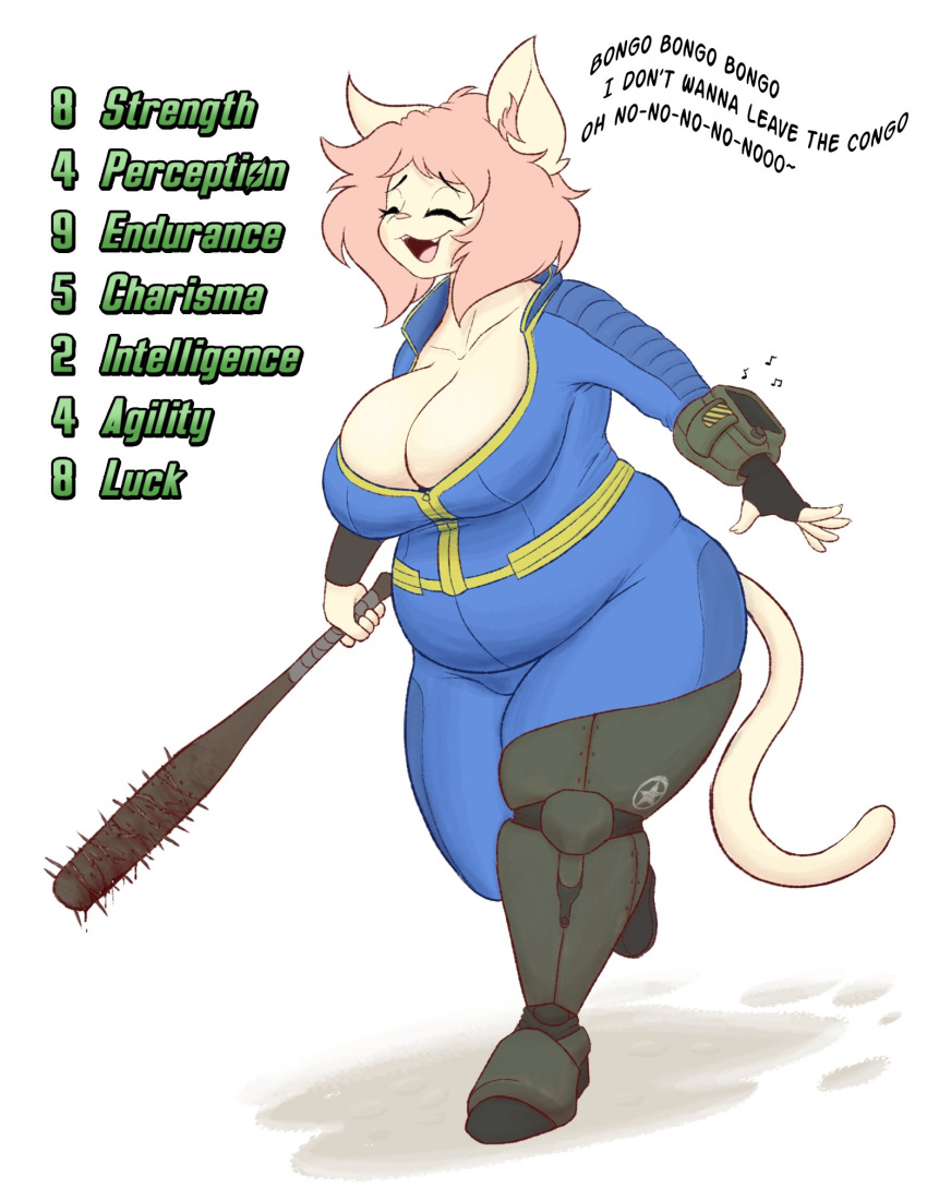 big_breasts breasts capri cleavage doxxyl fallout feline female furry huge_breasts thick_thighs wide_hips