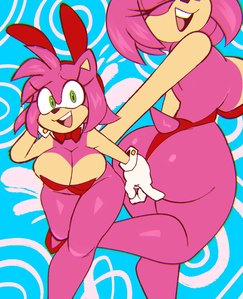 1girls 2024 abstract_background amy_rose anthro ass big_breasts breasts bunny_ears bunny_girl bunnysuit busty calves cleavage female front_view furry gloves hair handwear hedgehog huge_breasts large_breasts looking_at_viewer medium_hair monamania multiple_poses pink_body pink_fur pink_hair playboy_bunny shiny_skin sideboob smile snout solo sonic_(series) sonic_the_hedgehog_(series) standing tail thighs two_tone_body