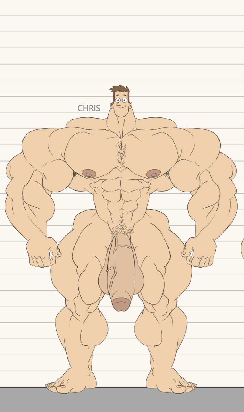 armpit_hair balls bara big_muscles chris_pearson dan_vs. flaccid height_chart human hyper male male_only muscles muscular nude penis remert solo solo_male