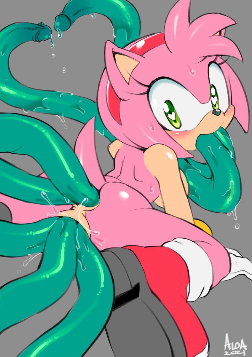 all_fours all_the_way_through amy_rose anal blush boots bracelet consensual_tentacles coolblue double_anal double_penetration exposed_torso female footwear furry gloves green_eyes grey_background hairband handwear heart heart-shaped_eyes hedgehog hedgehog_girl hi_res highres jewelry looking_at_viewer multiple_anal_insertions multiple_vaginal_insertions naked nude penetration pink_fur pussy_juice red_hairband second-party_source solo_focus sonic_(series) spread_legs sweat tail tentacle tentacle_sex triple_vaginal vaginal_penetration