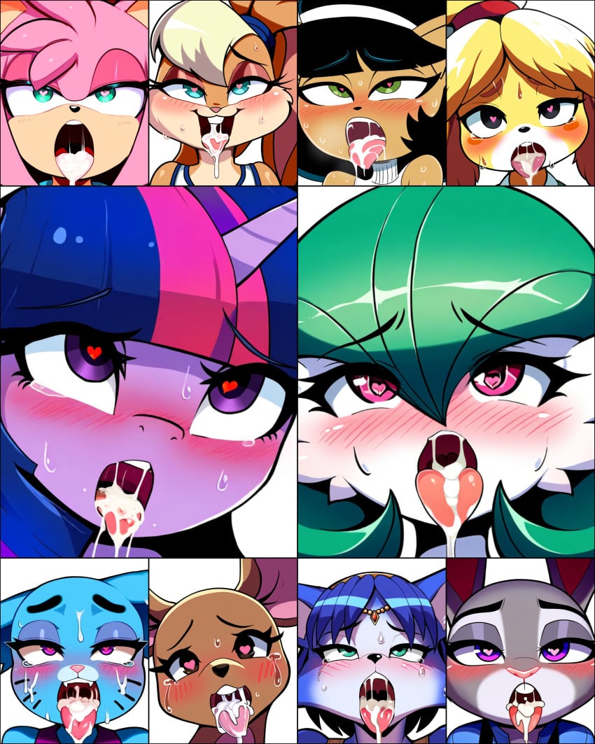 10girls after_fellatio after_oral ahe_gao ai_generated amy_rose animal_crossing canine cartoon_network catgirl collage crossover cum_in_mouth disney dog_girl fox fox_girl furry_only gardevoir group hedgehog isabelle_(animal_crossing) judy_hopps kanga kangaroo kitty_katswell krystal literature lola_bunny looney_tunes mullon my_little_pony nickelodeon nicole_watterson novelai open_mouth pokemon pokemon_(species) public_domain rabbit rabbit_girl sega sonic_(series) space_jam t.u.f.f._puppy too_many_tags twilight_sparkle_(mlp) winnie_the_pooh_(franchise) zootopia