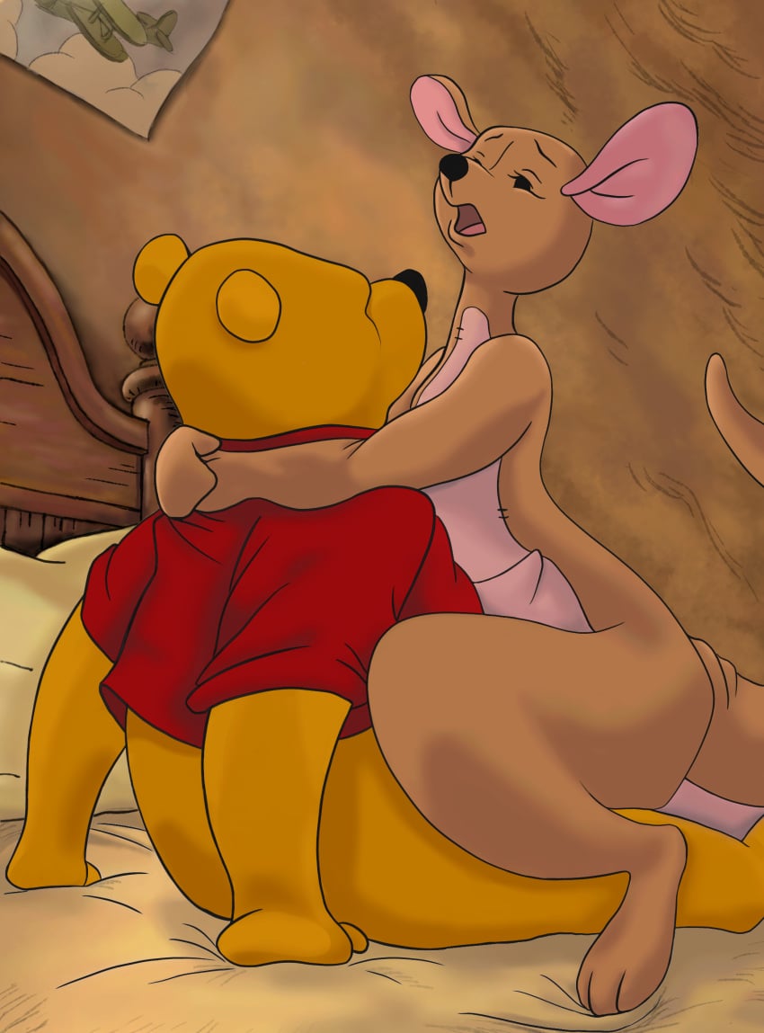 2021 absurd_res ambiguous_penetration animate_inanimate anthro anthro_only bear bed bottomless brown_body brown_fur clothed clothing ddyyy151 digital_drawing_(artwork) digital_media_(artwork) disney duo embrace female female_on_top fur furniture hi_res kanga kangaroo literature living_plushie looking_pleasured macropod male male/female mammal marsupial on_bed on_top open_mouth penetration plushie pooh_bear public_domain sex shaded winnie_the_pooh_(franchise) yellow_body yellow_fur