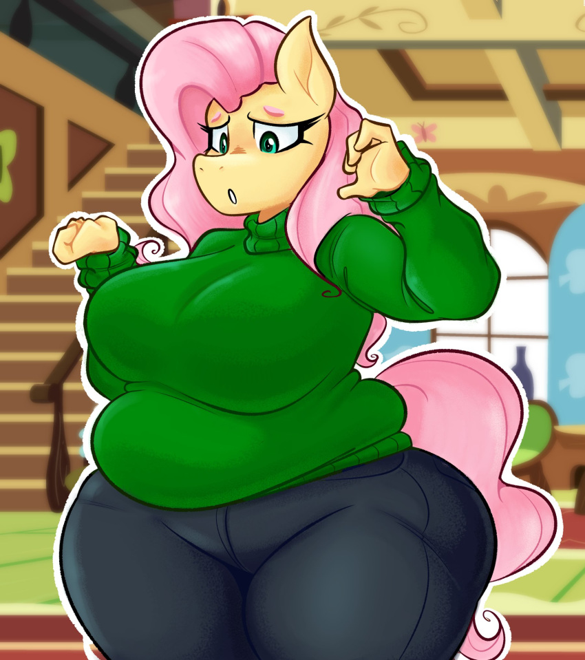 1girls anthro anthro_only anthrofied big_breasts breasts chubby disco_chaos female female_only fluttershy_(mlp) furry hips huge_breasts humanoid large_breasts my_little_pony overweight overweight_female solo solo_female tagme thick thick_thighs thighs wide_hips