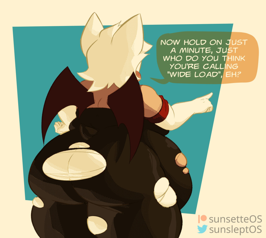 1girls anthro ass ass_focus bat bbw belly_overhang big_ass big_belly big_butt bottom_heavy clothed facing_away fat fat_ass fat_belly fat_thighs female hand_on_hip huge_ass huge_belly huge_thighs large_ass looking_away massive_ass obese obese_female overweight overweight_female plump plump_ass pointing rouge_the_bat sega solo_female solo_focus sonic_(series) sonic_the_hedgehog_(series) sunsleptos thick_ass thick_hips thick_legs thick_thighs wardrobe_malfunction white_hair wide_ass wide_hips wings