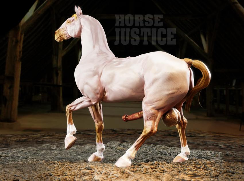 3d animal_genitalia animal_penis balls barn big_balls big_penis blonde_hair equid equine equine_genitalia equine_penis erection feral fur genitals hair hi_res horse horse_tail horsejustice male male_focus mammal penis photo_shoot photorealism solo solo_focus white_body white_fur yellow_eyes