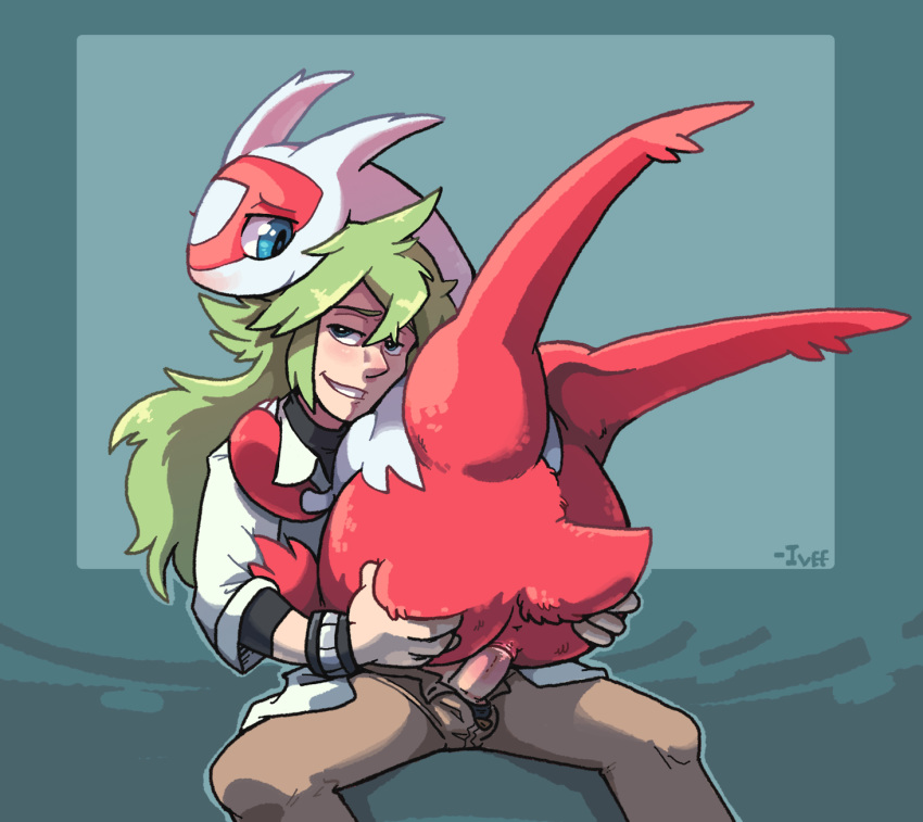 ass ass_grab blue_eyes female furry hair human interspecies iveechan latias long_hair male natural_harmonia_gropius nintendo penetration pokemon pokemon_(species) pokephilia straight vaginal_penetration video_games