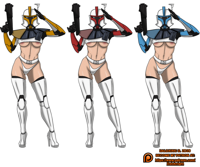 alpha_channel breasts clone_trooper clone_wars crop_top dalo_knight daloknight for_sticker_use gun long_boots no_background png rule_63 salute skimpy_armor star_wars sticker_template tagme thong transparent_background transparent_png