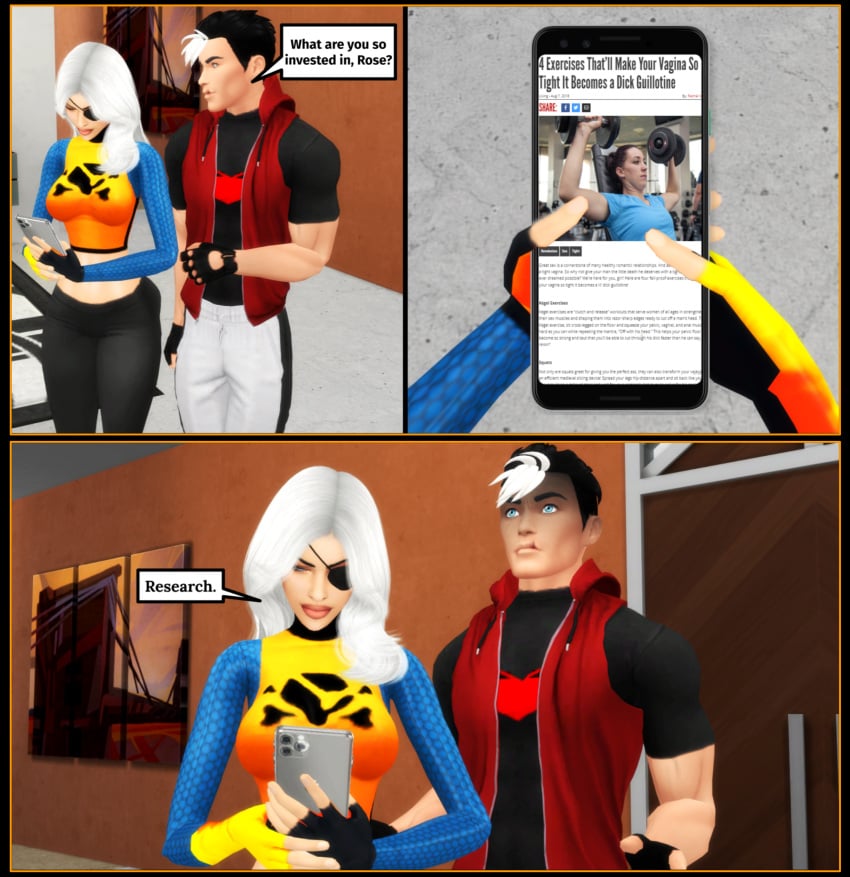 3d batman_(series) comic_strip dc dc_comics dialogue female jason_todd male pof3445 ravager_(dc) red_hood_(dc) rose_wilson teen_titans the_sims the_sims_4