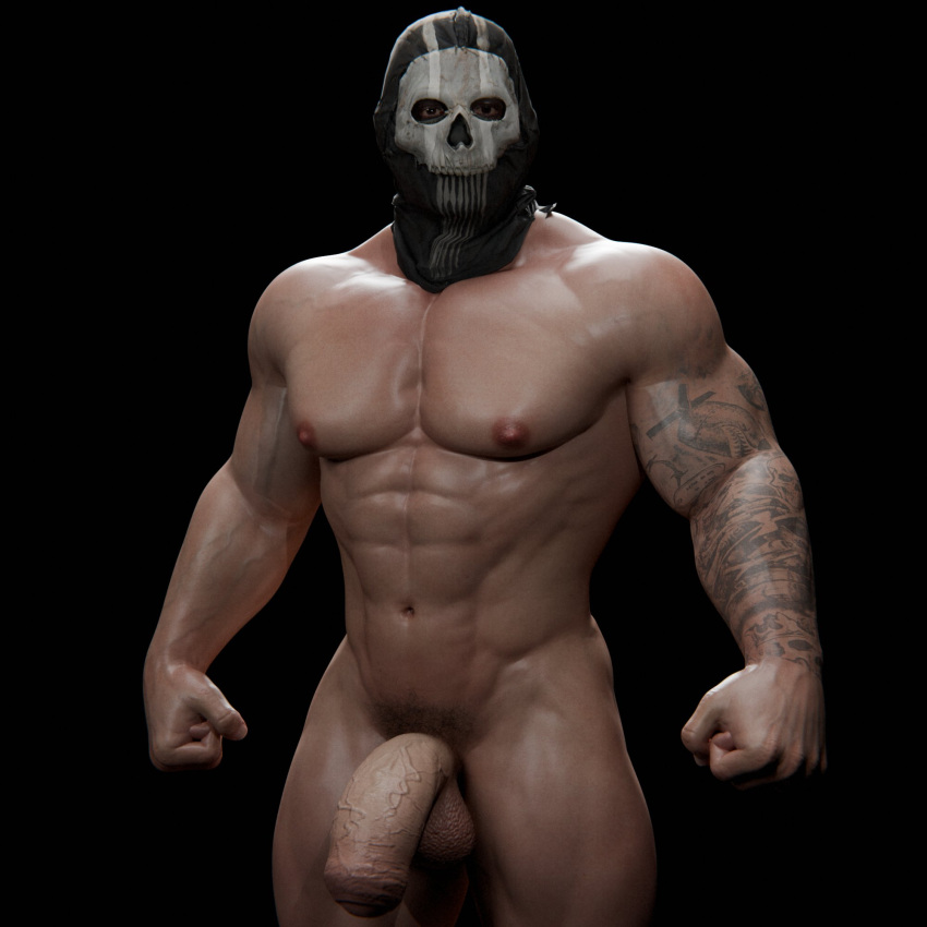 1boy balls bara barazoku big_penis call_of_duty fat_cock male male_focus male_only mask masked masked_male muscular muscular_male penis simon_riley solo solo_focus solo_male tattoo voluox