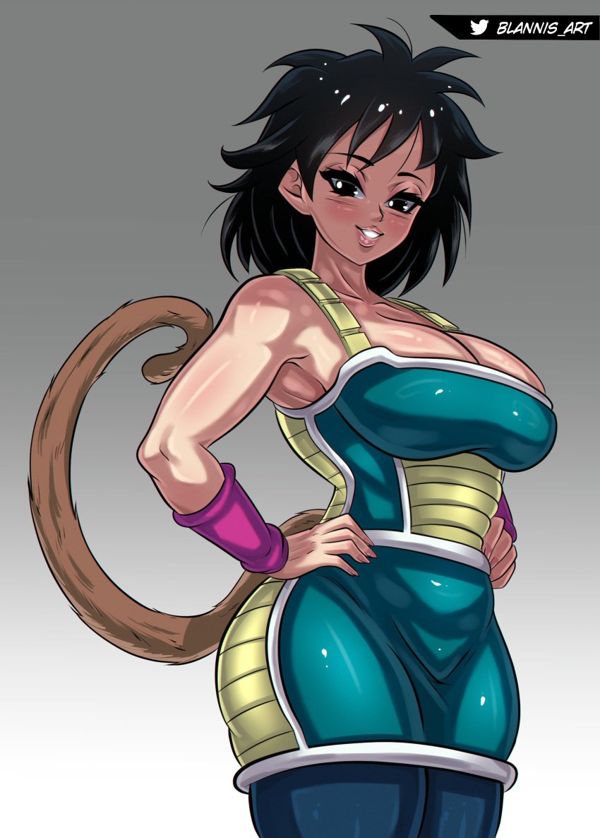 1girls alien alien_girl big_breasts black_eyes black_hair blannis_art breasts clothed clothed_female dragon_ball dragon_ball_super dragon_ball_z female female_focus female_only female_saiyan gine hands_on_hips huge_breasts large_breasts light-skinned_female light_skin looking_at_viewer medium_hair milf monkey_tail mother saiyan saiyan_armor saiyan_girl saiyan_tail smile solo solo_female solo_focus tail