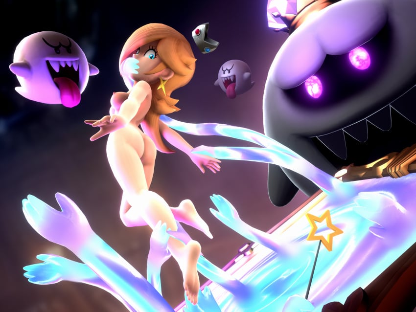 3d 3d_(artwork) accurate_art_style alternate_version_at_source alternate_version_available barefoot boo_(mario) damsel_in_distress ghost_hands hand_over_mouth king_boo luigi's_mansion mario_(series) naked naked_female nude onmodel3d princess_rosalina self_upload super_mario_galaxy tagme