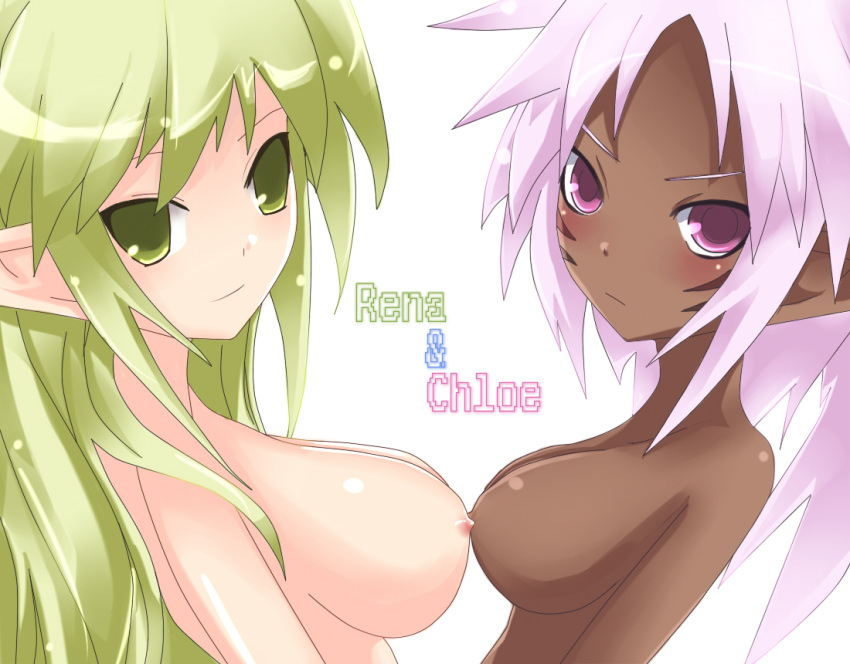 breasts chloe_(elsword) elf elsword looking_at_viewer rena_(elsword) tagme