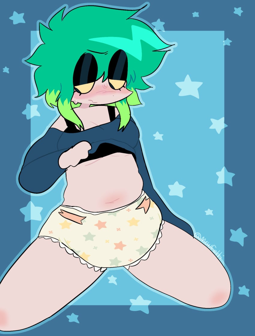 abdl blush diaper diaper_fetish female female_only flustered mewfetti ramona_flowers scott_pilgrim shirt_lift