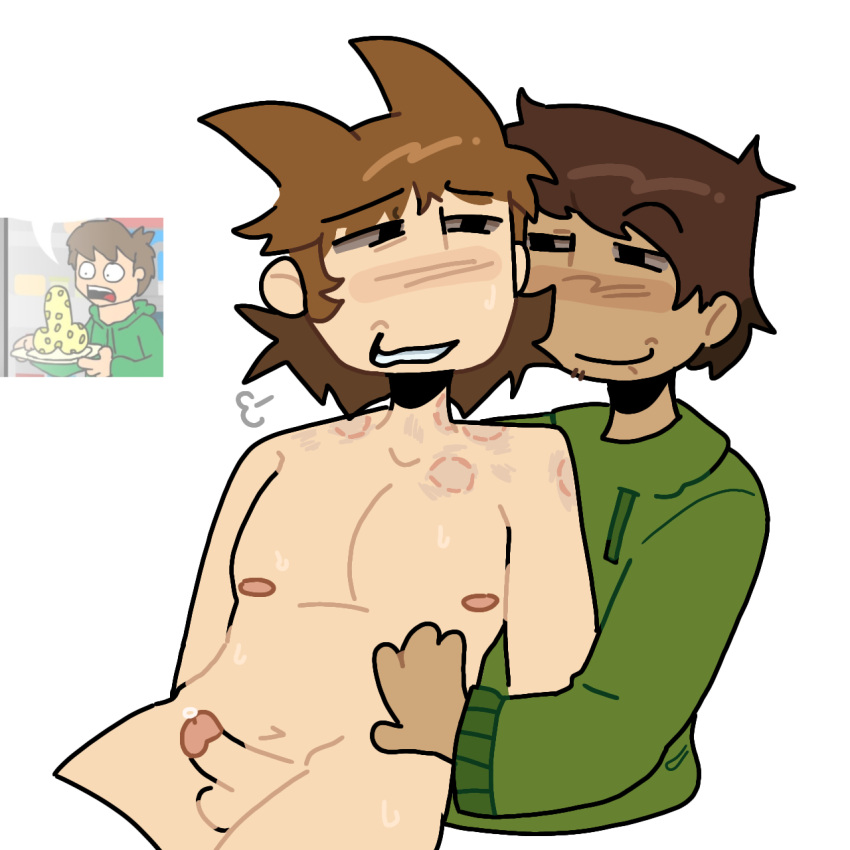 bite_marks blushing bruises cum_on_penis edd edd_(eddsworld) eddsworld exhausted gay male_only nude_male small_penis tagme tord tord_(eddsworld)