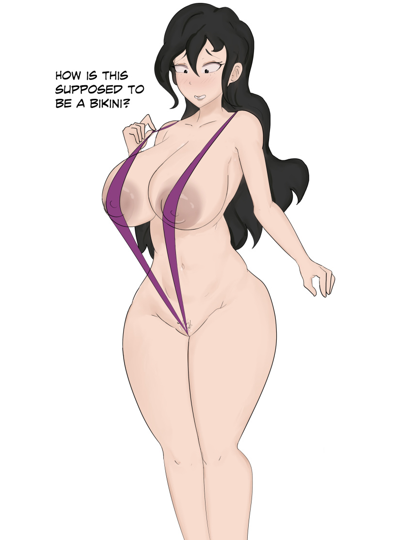 big_breasts bikini black_hair first_porn_of_character full_body jenny_gold_(pewnyart) lipstick long_hair meme naked oc pewnyart thick thick_thighs tight_clothing tight_pussy