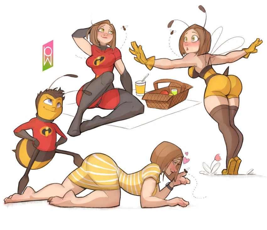 <3 1boy 1girls ass barefoot barry_b_benson bee bee_movie cosplay disney dreamworks elastigirl_(cosplay) feet female heart male male/female mr._incredible_(cosplay) paramount_pictures pixar tagme the_incredibles tomphelippe vanessa_bloome wellington_phelippe white_background