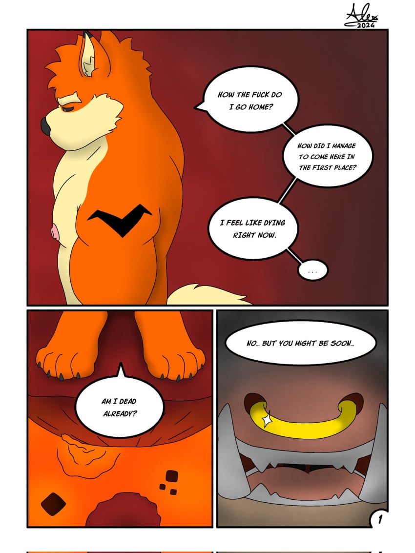 alex_0731 anthro bara canid canine comic duo furry gay minecraft piglin