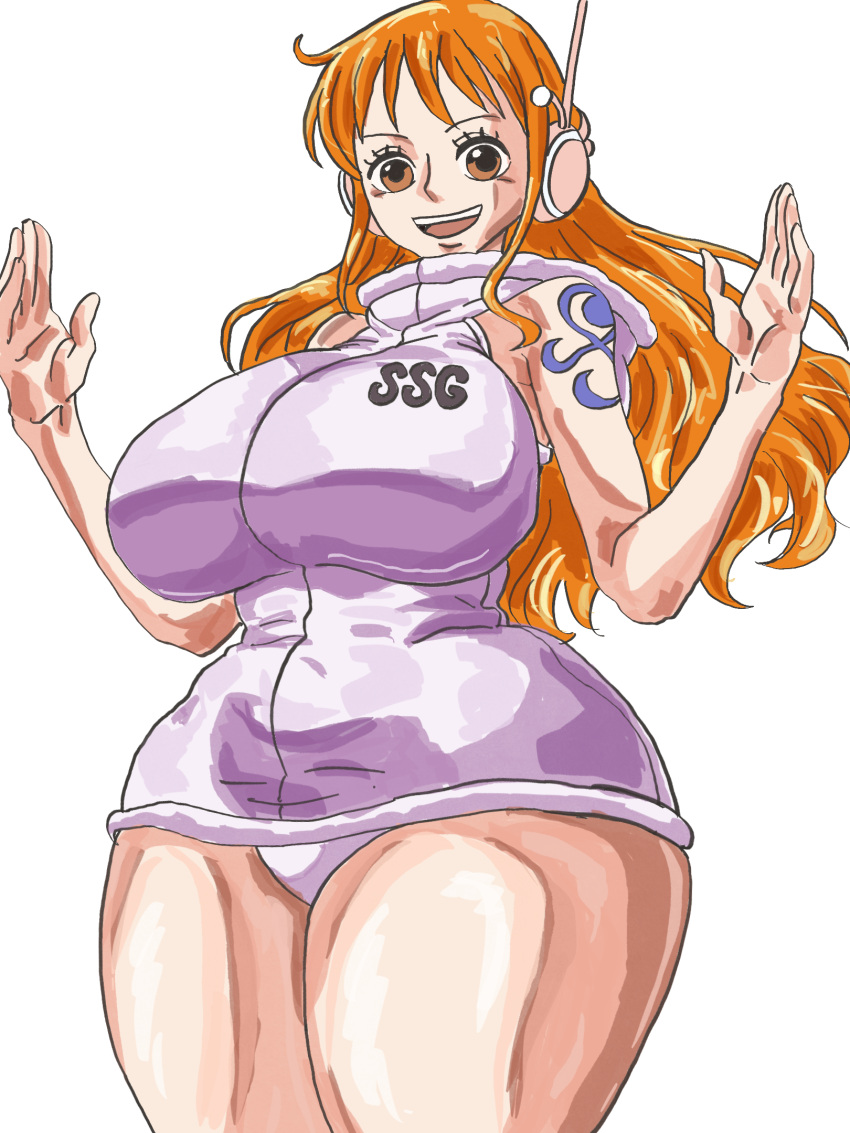 artist_request belly big_breasts edit egghead fat_ass fat_breasts fat_thighs female female_only huge_breasts huge_thighs nami one_piece one_piece_treasure_cruise orange_hair post-timeskip thick thick_legs thick_thighs voluptuous voluptuous_female