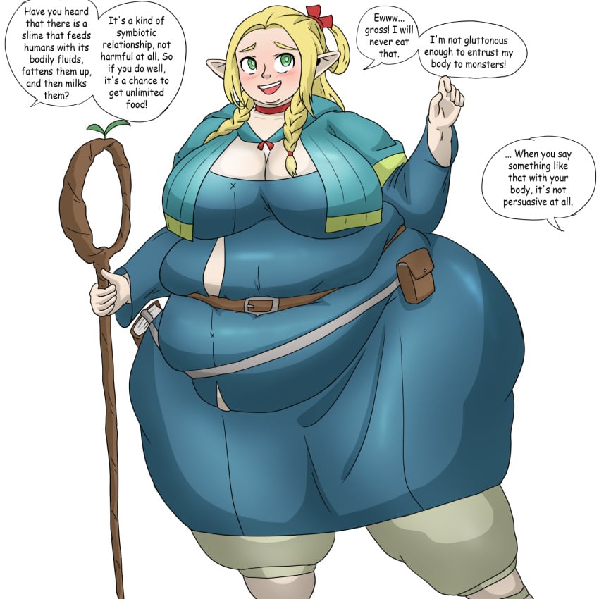 1girls 2024 bbw belly big_belly big_breasts cleavage dungeon_meshi duperboyprime elf elf_ears elf_female elf_girl fat fat_belly fat_female fat_fetish fat_thighs fat_woman large_belly large_breasts marcille_donato obese obese_female pointy_ears thick_thighs thighs weight_gain wide_hips