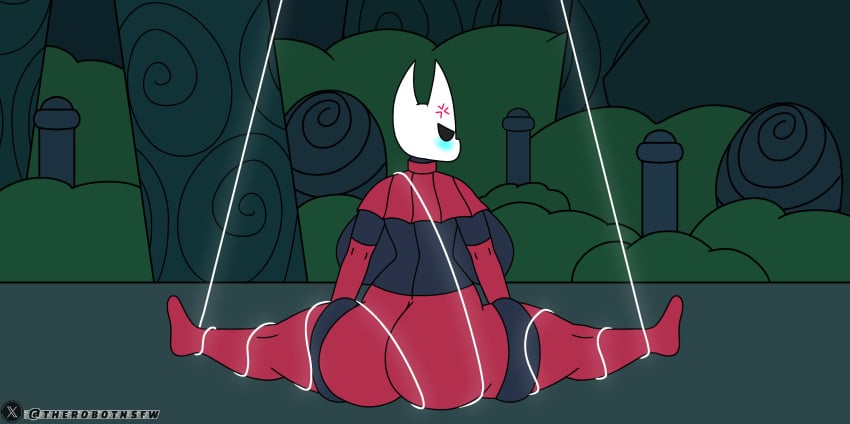 angry_expression big_ass big_breasts blush caught clothes dark_skin hollow_knight hornet_(hollow_knight) huge_ass huge_breasts huge_thighs long_socks nsfw_un short_clothes team_cherry therobotnsfw