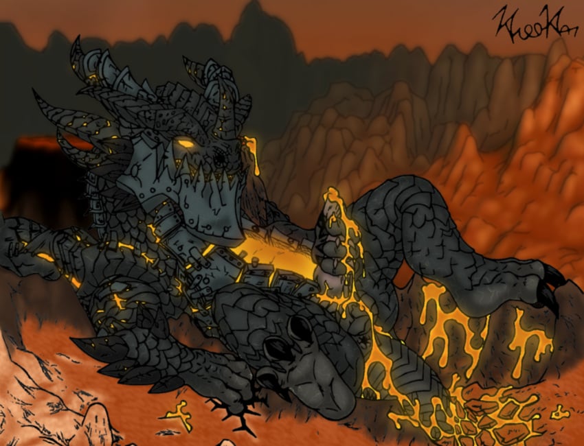 cum deathwing deathwing_(world_of_warcraft) dragon kiro-kat lava male male_only penis solo tagme void_corruption_(warcraft) volcanic_creature world_of_warcraft