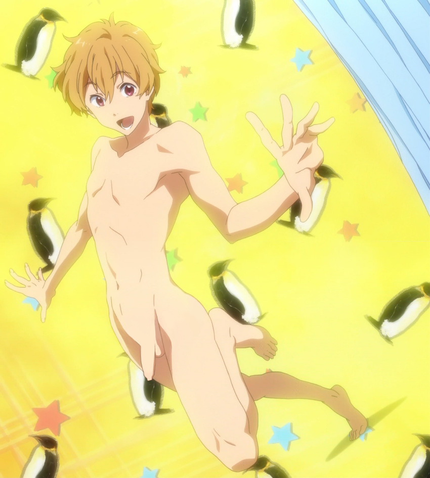 1boy anime_nose balls ballsack blonde_hair completely_nude flaccid_penis foreskin foreskin_overhang free! happy hazuki_nagisa human intact long_foreskin male male_only naked naked_male no_clothes nude_filter nude_male open_mouth penis petite_body photoshop red_eyes screencap scrotum shaved_crotch smooth_penis smooth_skinned_male solo standing swimsuit testicles twink uncut uncut_penis unretracted_foreskin