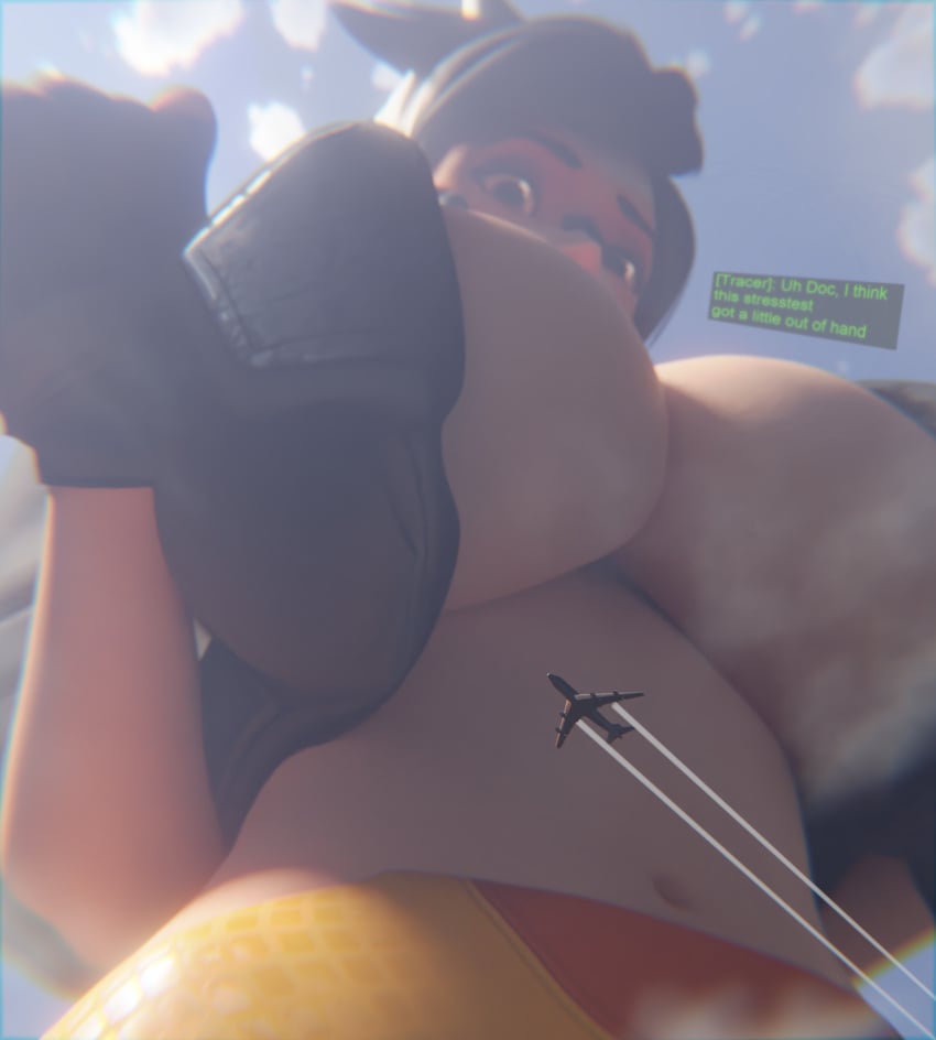 1girls 3d 3d_(artwork) big_breasts blizzard_entertainment bottopbot2 breasts brown_hair brown_hair brown_hair_female brunette_hair female female_focus female_only giantess giga_giantess huge_breasts jacket lena_oxton midriff navel no_shirt overwatch overwatch_2 short_hair solo solo_female solo_focus tomboy tracer