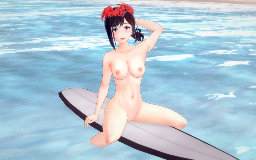 1girls barefoot beach black_hair breasts casual chainsaw_man completely_nude completely_nude_female exhibitionism female female_only full_body hibiscus higashiyama_kobeni human koikatsu medium_hair naked naked_female navel nipples nonsexual_nudity nude nude_female nudist ocean outdoor_nudity pale_skin ponytail public pussy retropunch solo solo_female surfboard surfing uncensored water