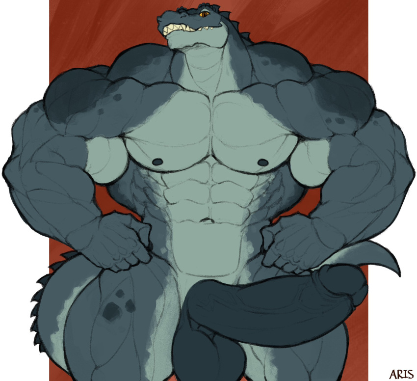 1boy 2024 abs anthro anthro_focus anthro_only anthro_solo ariswuffo completely_nude completely_nude_male crocodile crocodilian crocodylid digital_drawing_(artwork) digital_media_(artwork) erect_penis erection glans huge_balls huge_cock huge_muscles huge_testicles humanoid_genitalia humanoid_penis large_penis long_penis long_tail looking_at_viewer male male_anthro male_focus male_only muscle muscles muscular muscular_anthro muscular_male navel nipples nude nude_male pecs pectorals penile penis penis_out smile smiley_face solo solo_anthro solo_focus solo_in_panel solo_male spikes spikes_(anatomy) tail thick_penis veiny veiny_penis