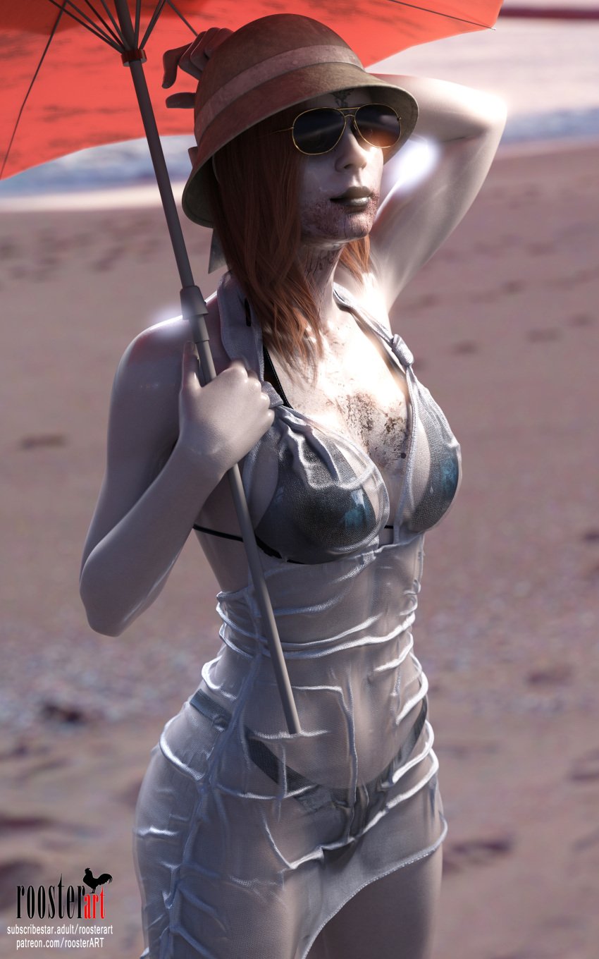 10:16 1girls 3d 3d_(artwork) 4k beach belly belly_button bikini black_lips breasts daniela_(resident_evil) dirty dirty_face dirty_skin female female_focus fit_female hand_behind_head hat medium_breasts medium_hair monster_girl pale pale_skin patreon patreon_username resident_evil roosterart sand solo solo_focus standing subscribestar subscribestar_username sunglasses umbrella vacation vampire vampire_girl video_game video_game_character video_game_franchise wet wet_dress