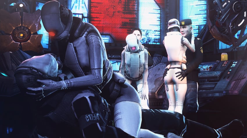 16:9 1boy1girl 3d 3d_(artwork) armor ass ass_grab city_scanner civil_protection clothed clothed_male clothed_sex clothes clothing combine combine_assassin duo faceless_female female gas_mask half-life half-life_2 half-life_2_beta helmet hi_res high_resolution highres holding_head hugging human humanoid kneeling lesbian_sex lesbians looking_at_another male male/female mask metrocop metropolice robot sex source_filmmaker straddle straddling straight tagme thighs transhuman unknown_artist valve yuri